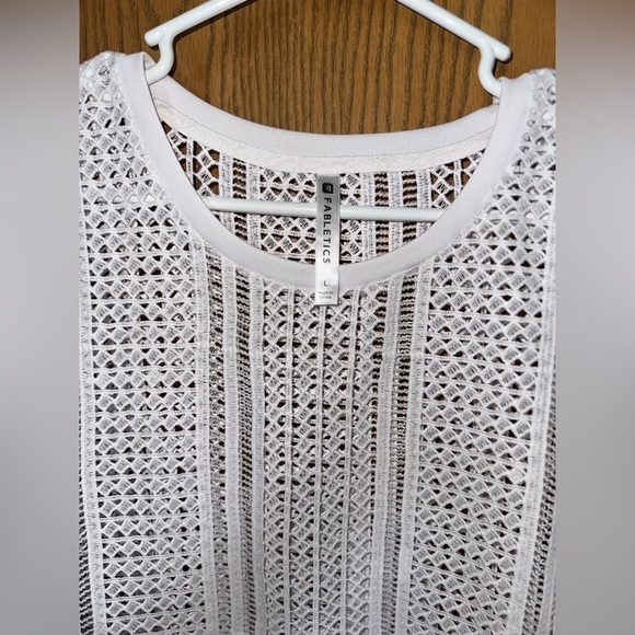 FABLETICS Sophie Crocheted Open Knit Long Sleeve Sweater Size Large - Picture 8 of 8
